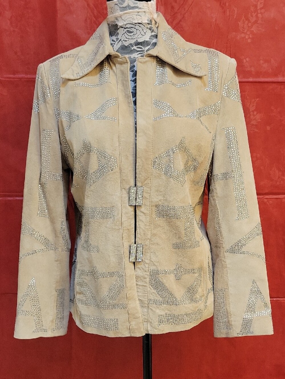 Women's Rhinestone Embellished Suede Jacket